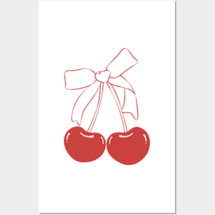 cherries with ribbon Posters and Art